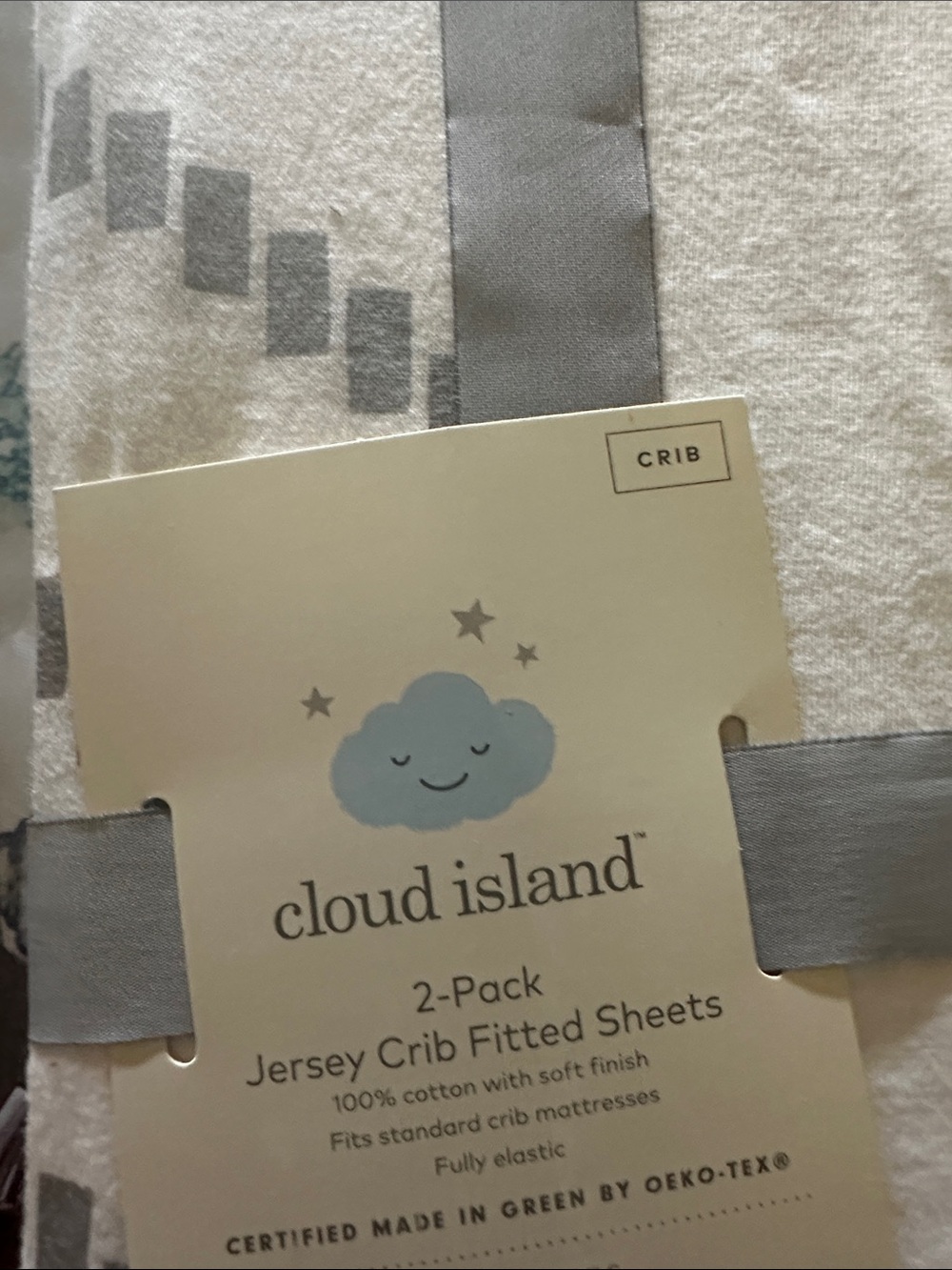 cloud island Jersey Crib Fitted Sheets - Gray & White 2-Pack